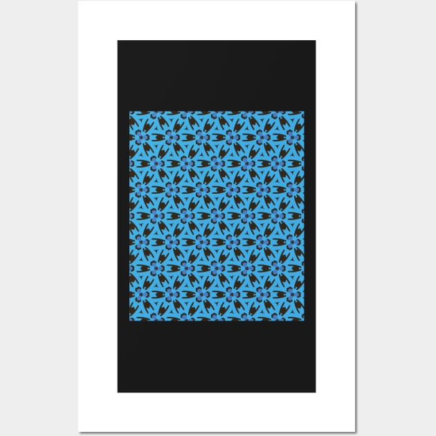 Eyecatching Blue and Black Design with a Fun Pattern Wall Art by innerspectrum